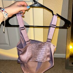Purple Satin Crop Top